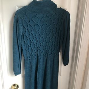 Blue, long sleeve, turtleneck dress